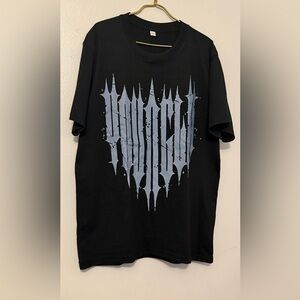 Men's Black Graphic Tee with Grey Crest Print